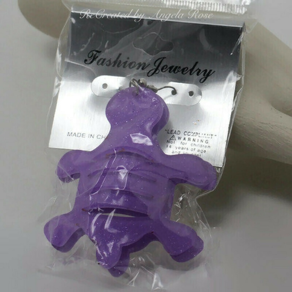Turtle Earrings Purple